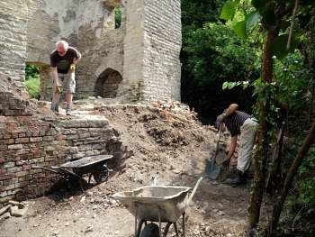Removing spoil from outside the Cornish Engine House